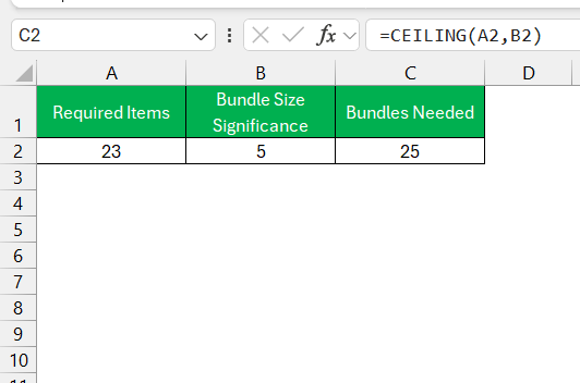 Ceiling Function in Excel