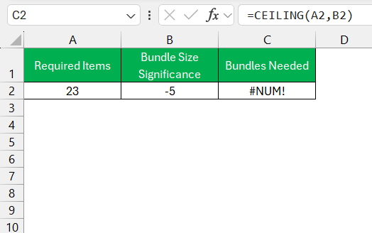 Ceiling Function in Excel