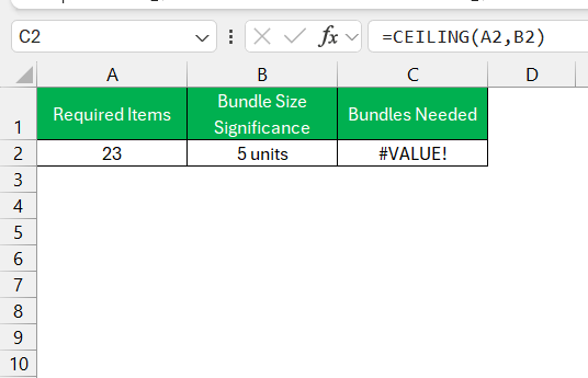 Ceiling Function in Excel