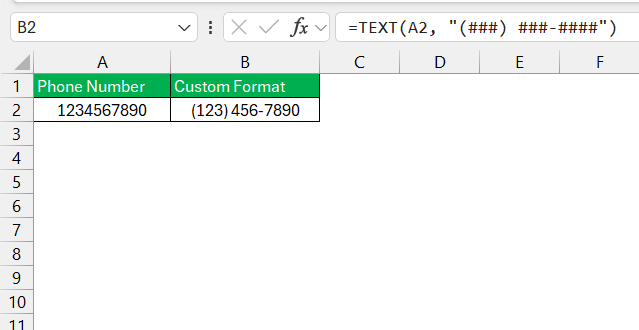 Phone Number Format in Excel