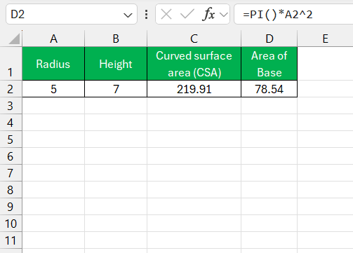 Surface Area of Cylinder