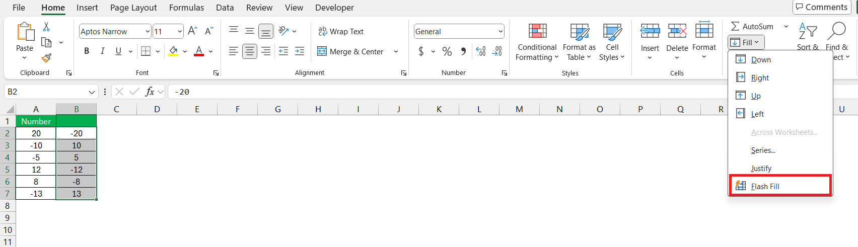 Negative Number in Excel