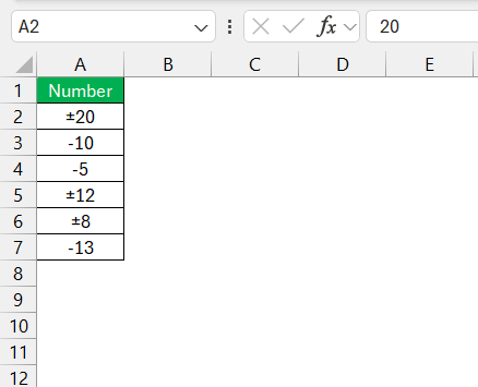 Negative Number in Excel