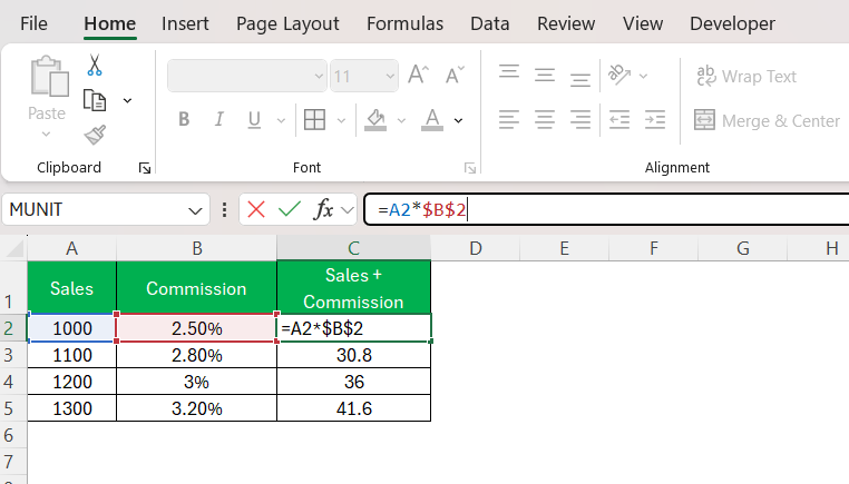 Absolute Reference Excel