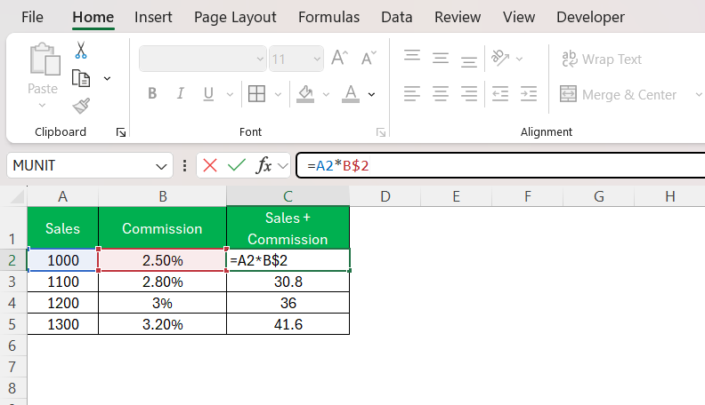 Absolute Reference Excel