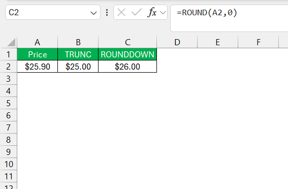 TRUNC in Excel