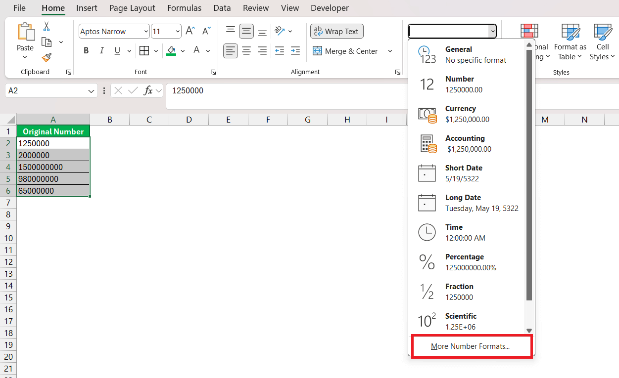 Abbreviate Numbers in Excel