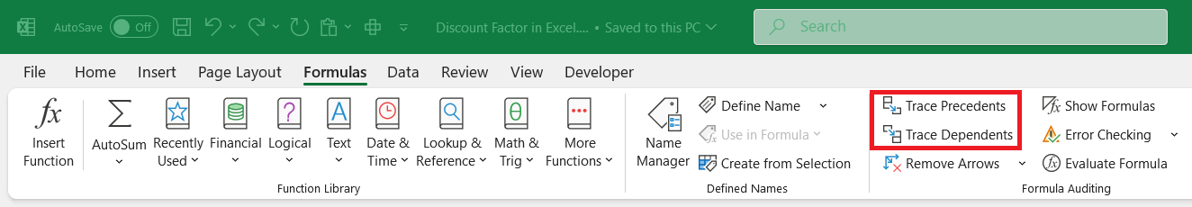 Discount Factor in Excel