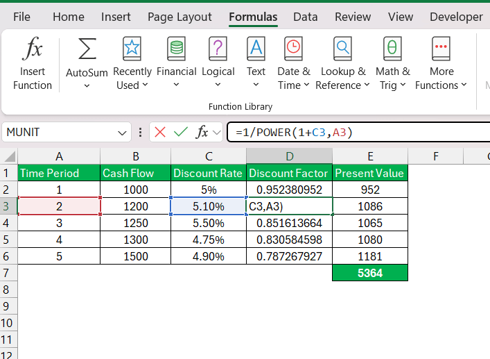 Discount Factor in Excel