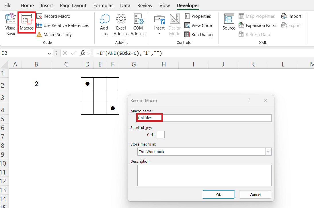 Roll the Dice in Excel