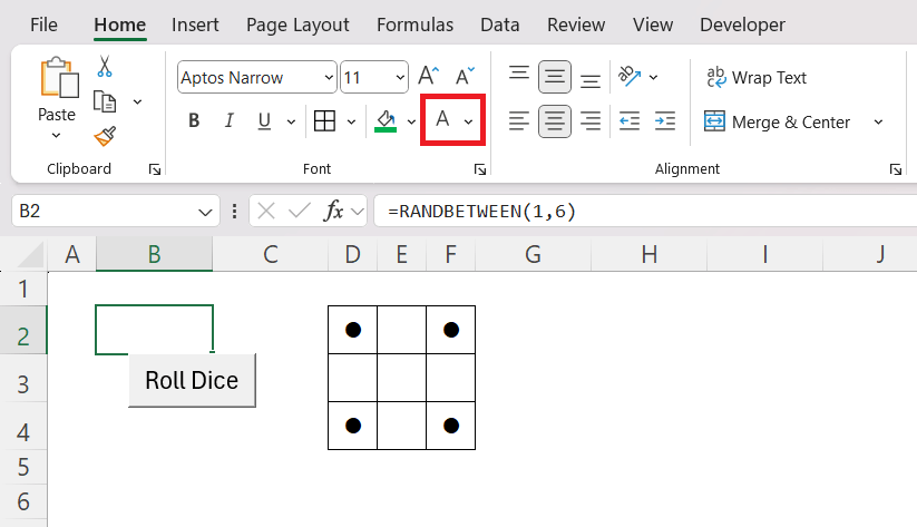 Roll the Dice in Excel