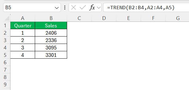 Interpolation in Excel