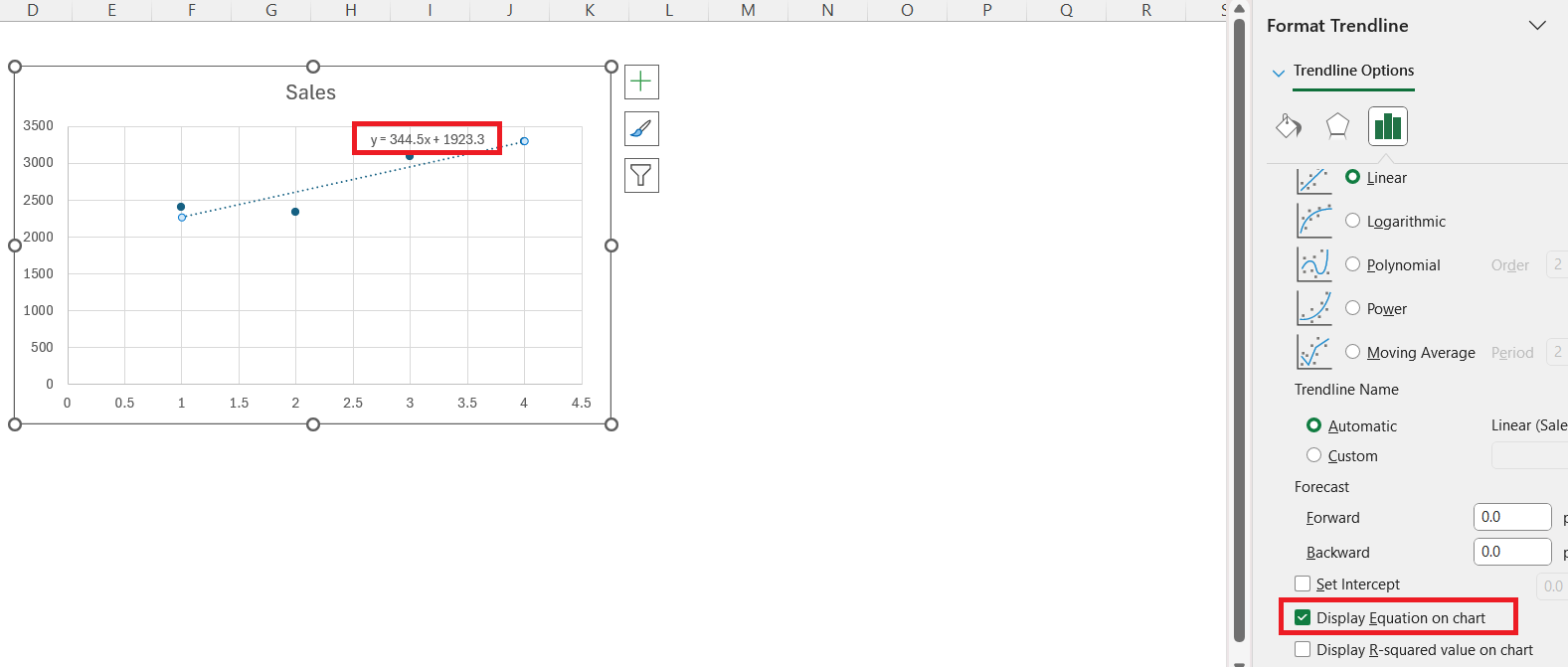 Interpolation in Excel