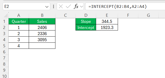 Interpolation in Excel