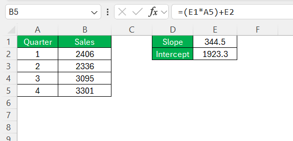 Interpolation in Excel