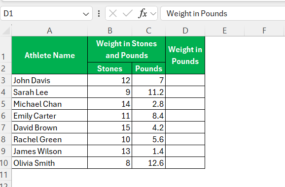 Convert Stones to Pounds