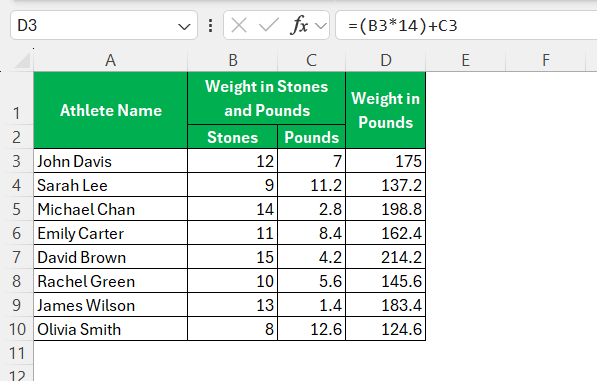 Convert Stones to Pounds