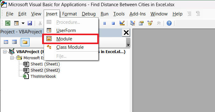 Distance Between Two Cities in Excel