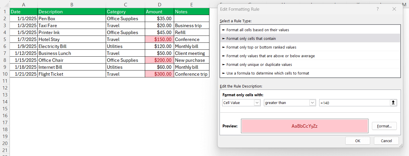 Excel Expense Sheet Template