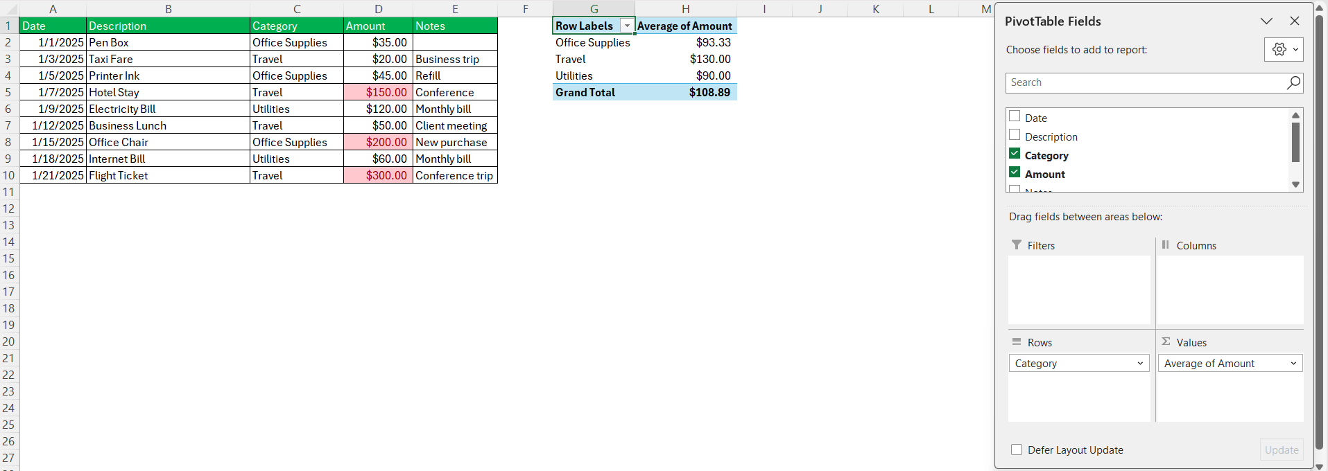 Excel Expense Sheet Template