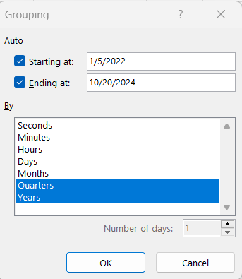 Convert Year to Quarter in Excel