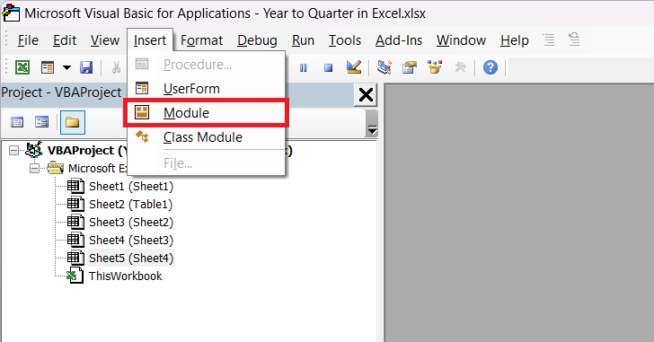 Convert Year to Quarter in Excel