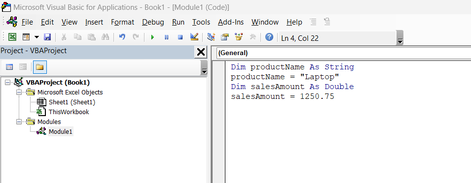 VBA Variables in Excel