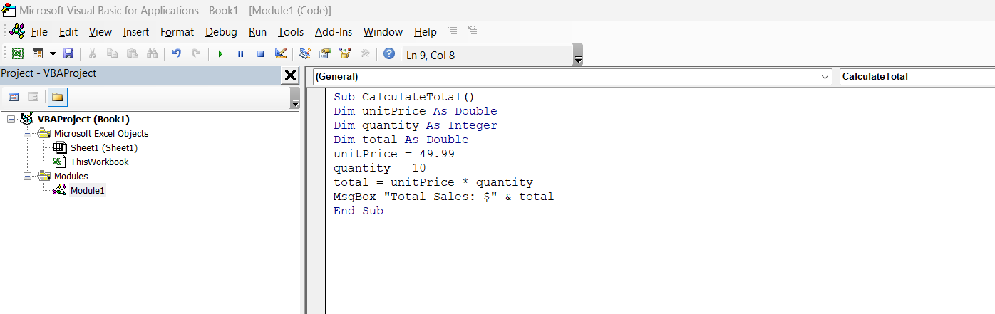 VBA Variables in Excel