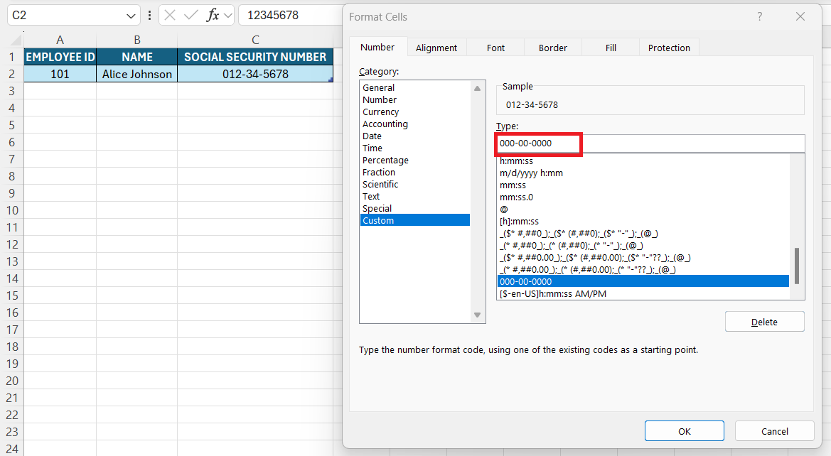 Social Security Number Format