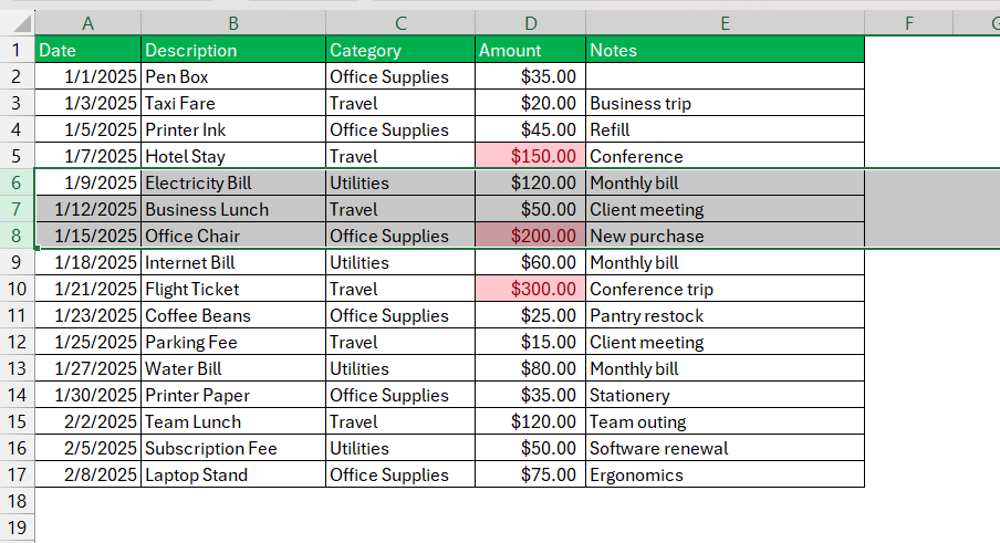 Deselect Cells in Excel