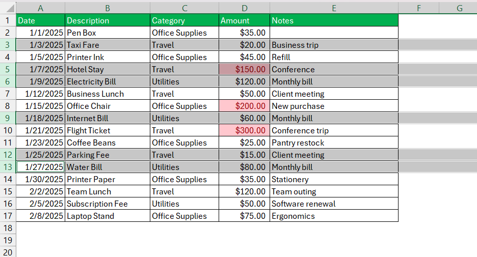 Deselect Cells in Excel