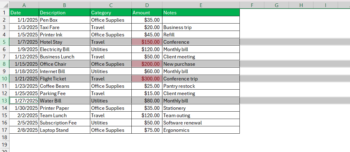 Deselect Cells in Excel