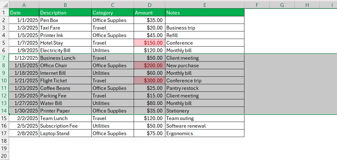 Deselect Cells in Excel