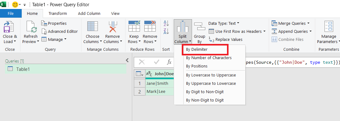 Excel Delimiter