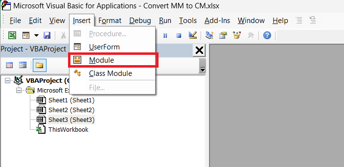 Convert MM to CM in Excel