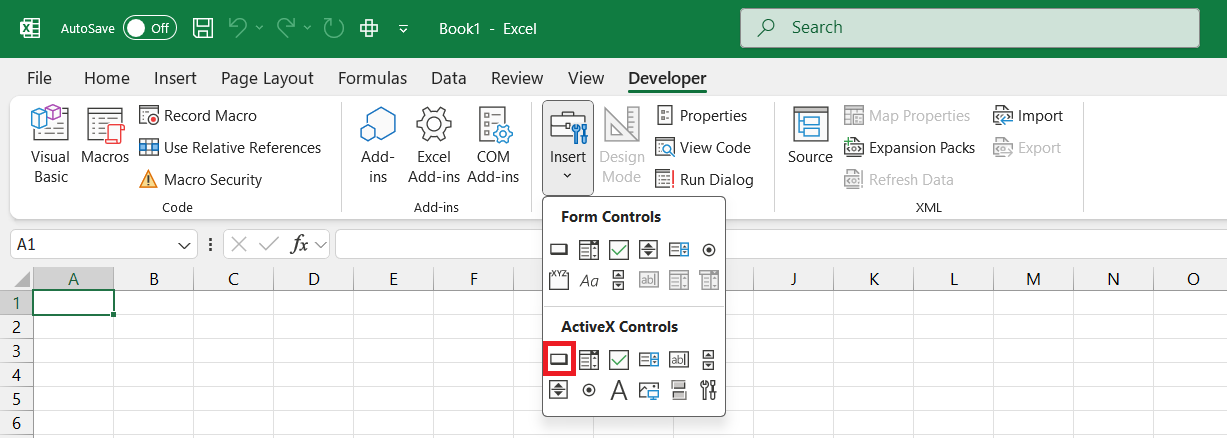 ActiveX Controls in Excel