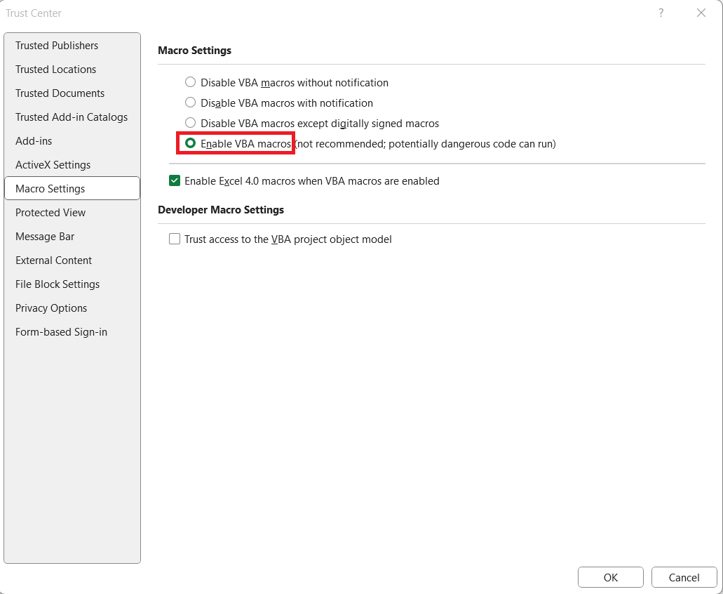 ActiveX Controls in Excel