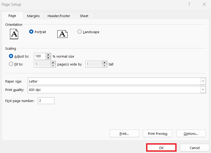 How to Start Page Number at 2 in Excel