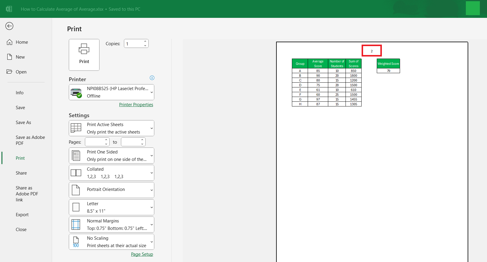 How to Start Page Number at 2 in Excel