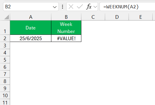 Week Number in Excel