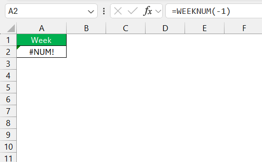 Week Number in Excel