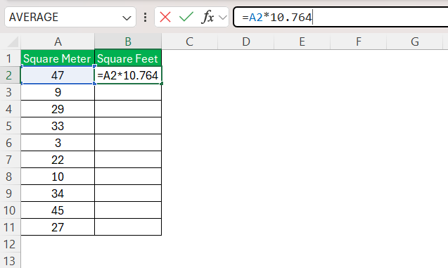 Square Meter to Square Feet