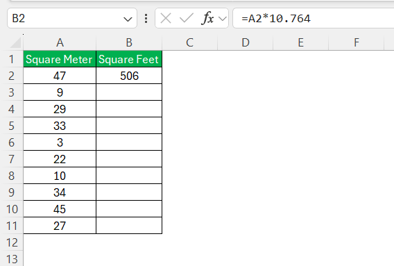 Square Meter to Square Feet