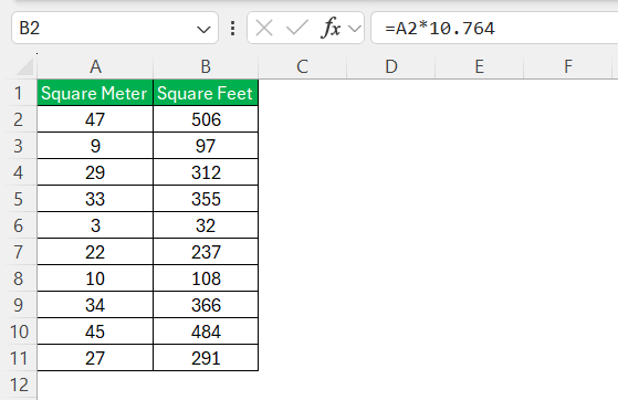 Square Meter to Square Feet