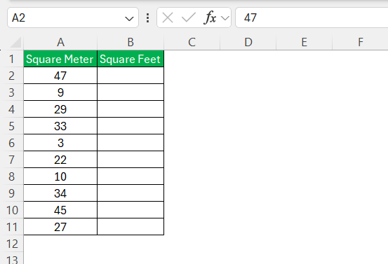 Square Meter to Square Feet