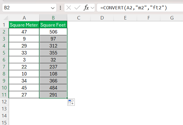 Square Meter to Square Feet