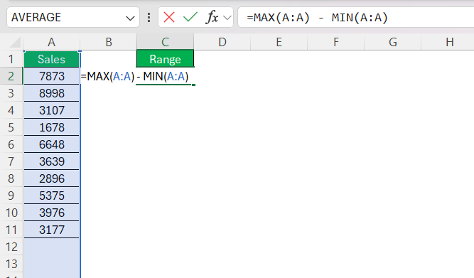 How to Find Range in Excel