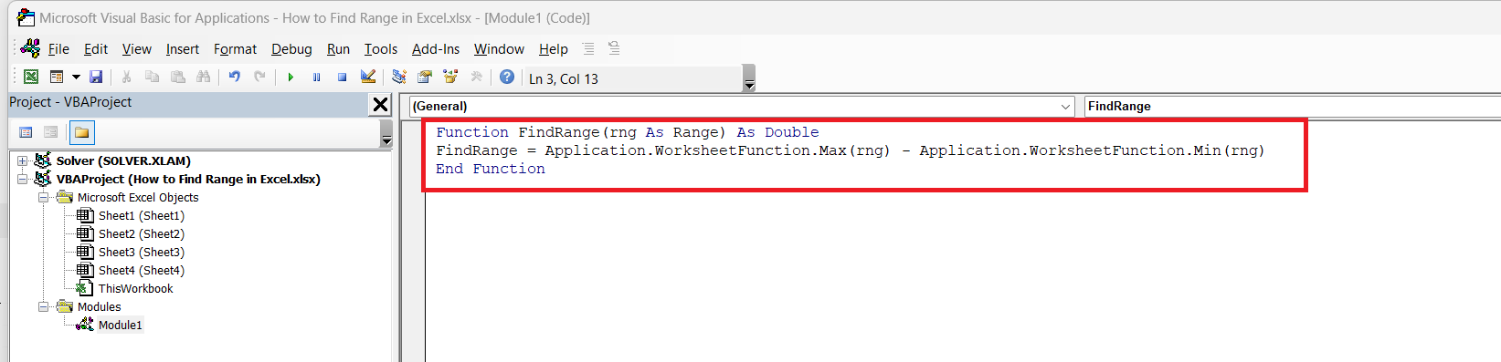 How to Find Range in Excel