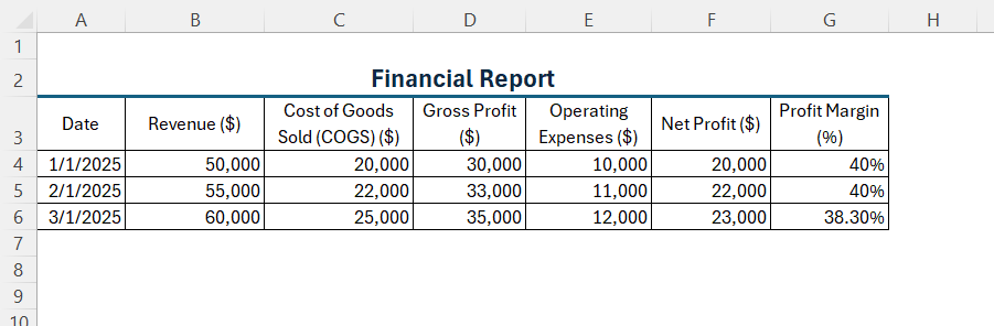 Excel Format