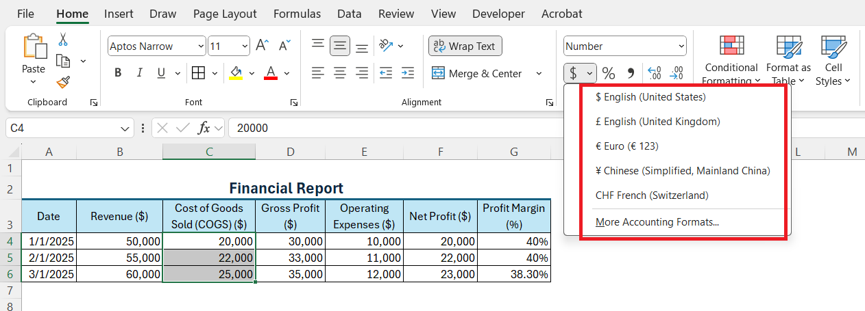 Excel Format